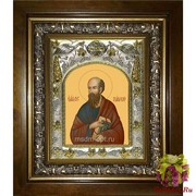 Икона освященная &quot;Павел апостол&quot;, 14x18 см, в деревянном киоте 20x24 см, 20x24 см