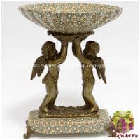 Вазочка Ангелочки. Фарфор и бронза. Декор Медичи. Ручная работа. Высота 27 см