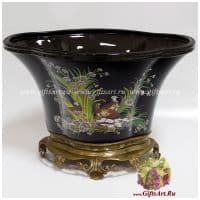 Чаша большая. Фарфор и бронза. Ручная работа. Коллекция Природа. Размер 46 см