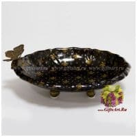 Блюдо для мелочи. Фарфор и бронза. Ручная работа. Декор Флёр-де-ли Fleur de Lys. Размер 21 см