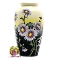 Ваза фарфоровая Цветы хризантемы. Высота 28 см. Подарочная упаковка