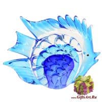 Морская рыбка голубая. Стеклянная фигурка в стиле Мурано. Длина 21 см. Италия