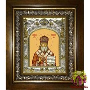 Икона освященная &quot;Иннокентий, митрополит Московский святитель&quot;, 14x18 см, в деревянном киоте 20x24 см, 20x24 см