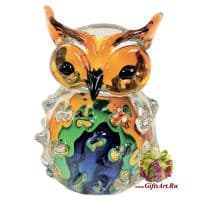 Сова красавица. Стеклянная фигурка в стиле Мурано. Высота 15 см. Италия