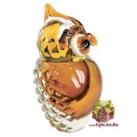 Мудрая сова. Стеклянная фигурка в стиле Мурано. Высота 15 см. Италия