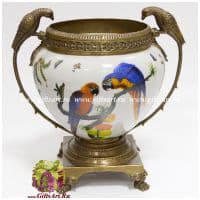 Ваза в антикварном стиле Птицы. Коллекция Амазония. Фарфор и бронза. Ручная работа. Размер 36 см