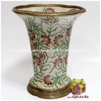 Ваза. Фарфор и бронза. Коллекция Васильки. Ручная работа. Высота 34 см