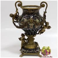 Ваза Ангелы в небесных садах. Серия Цветущая ночь. Фарфор и бронза. Ручная работа. Высота 46 см