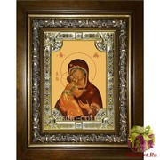 Икона освященная &quot;Владимирская икона Божией Матери&quot;, 18x24 см, со стразами, в деревянном киоте 24x30 см, 24x30 см