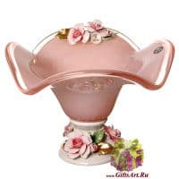 Ваза муранское стекло и фарфор. Ручная работа. 605746 Длина 24 см. Италия