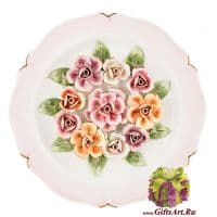 Тарелка декоративная Букет. Керамика. Высота 37 см. Италия