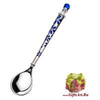 Серебряная ложка Небесные цветы. Ложка из серебра 925 пробы. Россия Подарочная упаковка.