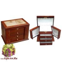 Шкатулка для украшений из дерева ценных пород. Длина 33,5 см