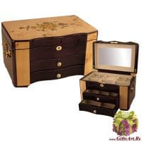 Шкатулка для украшений из дерева ценных пород. Длина 38 см