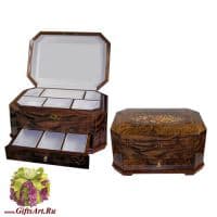 Шкатулка для украшений из дерева ценных пород. Длина 39 см