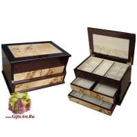 Шкатулка для украшений из дерева ценных пород. Длина 33 см