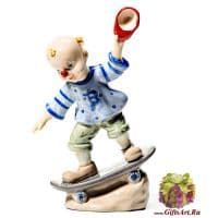 Клоун экстремал фарфоровая статуэтка. Высота 16 см