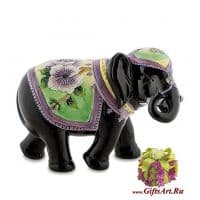 Фарфоровый слон Цветущий вьюнок. Высота 13 см. Подарочная упаковка.