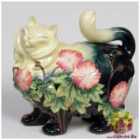 Фарфоровая статуэтка Кошка. Серия Цветы. Длина 30 см
