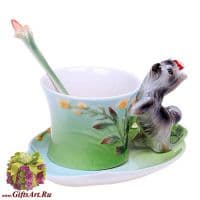 Кофейная пара Миледи. Фарфор. Ручная работа. 120 мл. Подарочная упаковка.