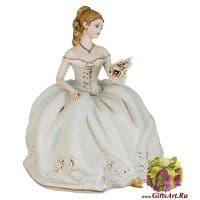 Фарфоровая статуэтка Дама с розами в винтажном стиле. Высота 26 см. Sabadin. Италия