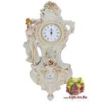 Часы настенные фарфоровые Афродита в винтажном стиле. Высота 45 см. Sabadin. Италия