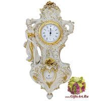 Часы настенные фарфоровые Афродита с золочением и стразами. Высота 45 см. Sabadin. Италия