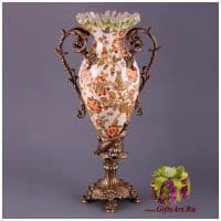 Ваза Рыба-кит. Фарфор и бронза. Коллекция Изобилие. Ручная работа. Высота 47 см