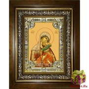 Икона освященная &quot;Акидимская (Взыграние младенца) икона Божией Матери&quot;, 18x24 см, со стразами, в деревянном киоте 24x30 см, 24x30 см