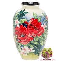 Ваза фарфоровая Маки и бабочка. Высота 21 см. Подарочная упаковка