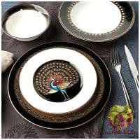 Столовый сервиз Жар-птица на 6 персон 24 предмета. Костяной фарфор. TAS Франция