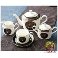 Чайный сервиз Жар-птица на 6 персон 15 предметов. Костяной фарфор. TAS Франция