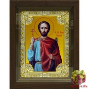 Икона освященная &quot;Иоанн Новый, Сочавский великомученик&quot;, 18x24 см, со стразами, в деревянном киоте 24x30 см, 24x30 см