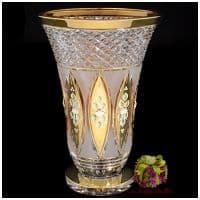 Ваза хрусталь с золотом. Высота 30 см. Ручная работа. Чешский хрусталь.