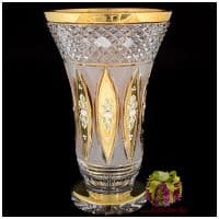 Ваза хрусталь с золотом. Высота 35 см. Ручная работа. Чешский хрусталь.