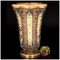 Ваза хрусталь с золотом. Высота 35 см. Ручная работа. Чешский хрусталь.