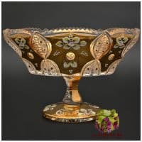 Фруктовница хрусталь с золотом. Высота 25 см. Ручная работа. Чешский хрусталь.