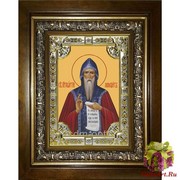 Икона освященная &quot;Георгий Хозевит преподобный&quot;, 18x24 см, со стразами, в деревянном киоте 24x30 см, 24x30 см