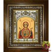 Икона освященная &quot;Знамение икона Божией Матери&quot;, 14x18 см, в деревянном киоте 20x24 см, 20x24 см