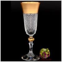 Фужеры для шампанского хрусталь с золотом. 150 мл. 6 штук. Ручная работа. Чешский хрусталь.