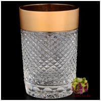 Стаканы для воды хрусталь с золотом. 250 мл. 6 штук. Ручная работа. Чешский хрусталь.