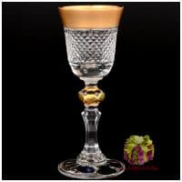 Рюмки для водки хрусталь с золотом. 60 мл. 6 штук. Ручная работа. Чешский хрусталь.