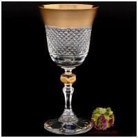 Бокалы для вина хрусталь с золотом. 170 мл. 6 штук. Ручная работа. Чешский хрусталь.