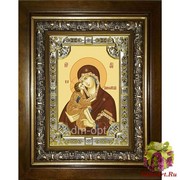 Икона освященная &quot;Донская икона Божией Матери&quot;, 18x24 см, со стразами, в деревянном киоте 24x30 см, 24x30 см
