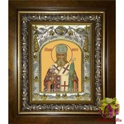 Икона освященная &quot;Иннокентий, митрополит Московский святитель&quot;, 14x18 см, в деревянном киоте 20x24 см, 20x24 см