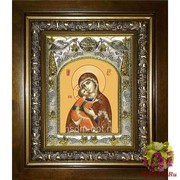 Икона освященная &quot;Владимирская икона Божией Матери&quot;, 14x18 см, в деревянном киоте 20x24 см, 20x24 см