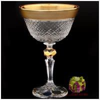 Фужеры для шампанского хрусталь с золотом. 250 мл. 6 штук. Ручная работа. Чешский хрусталь.