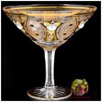 Бокалы для мартини хрусталь с золотом. 180 мл. 6 штук. Ручная работа. Чешский хрусталь.