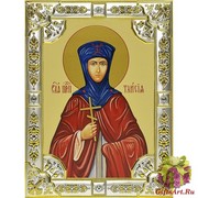 Икона освященная &quot;Таисия&quot;, дерево, серебро 925, 18x24 см, со стразами
