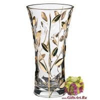 Ваза хрусталь с золотом. 30 см. Лаурус золото. Ручная работа. Италия